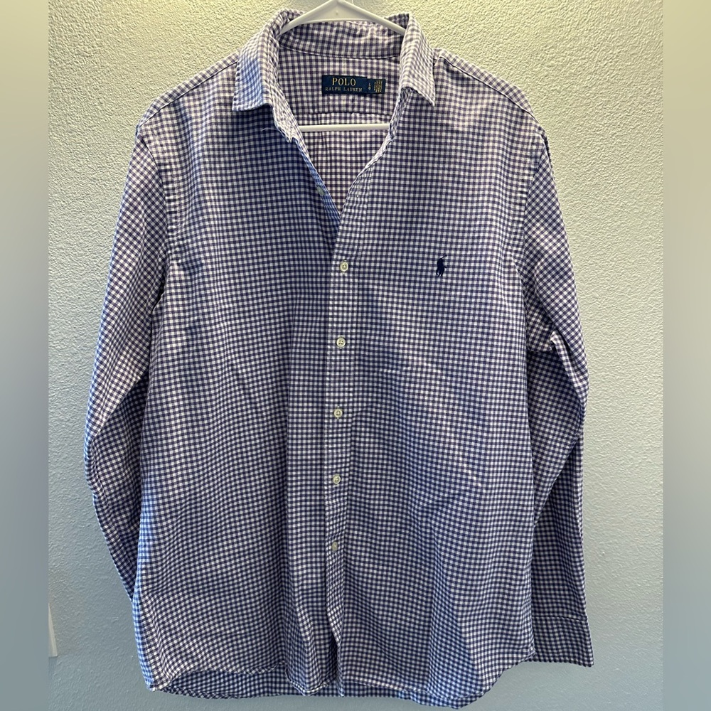 Purple Gingham Polo Button Up